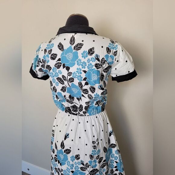 Vintage Jodi California A-Line Dress Floral Pinup 50s Retro Milkmaid Size Small - Picture 15 of 16